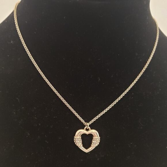 Brighton Silver plated Open‎ Heart Pendant Necklace with Rhinestone Accents - Picture 1 of 6
